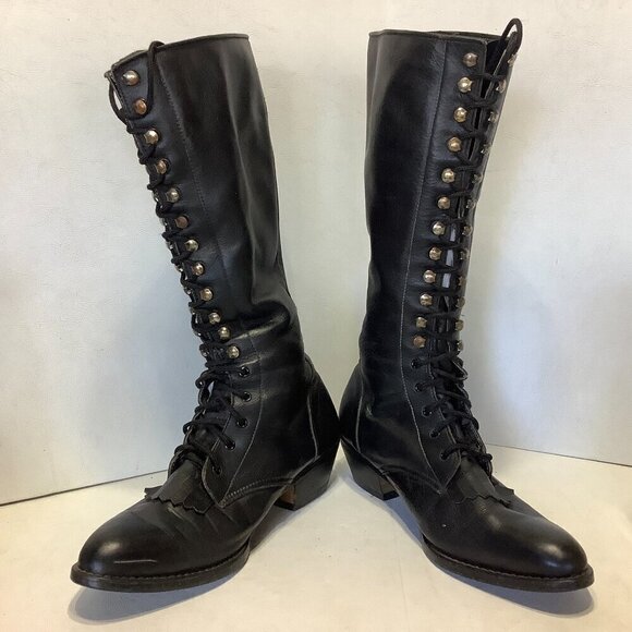Women Vintage Boston Custom Made Shoes Knee High Lace Up Boots NO SIZE See Descr - Picture 5 of 14